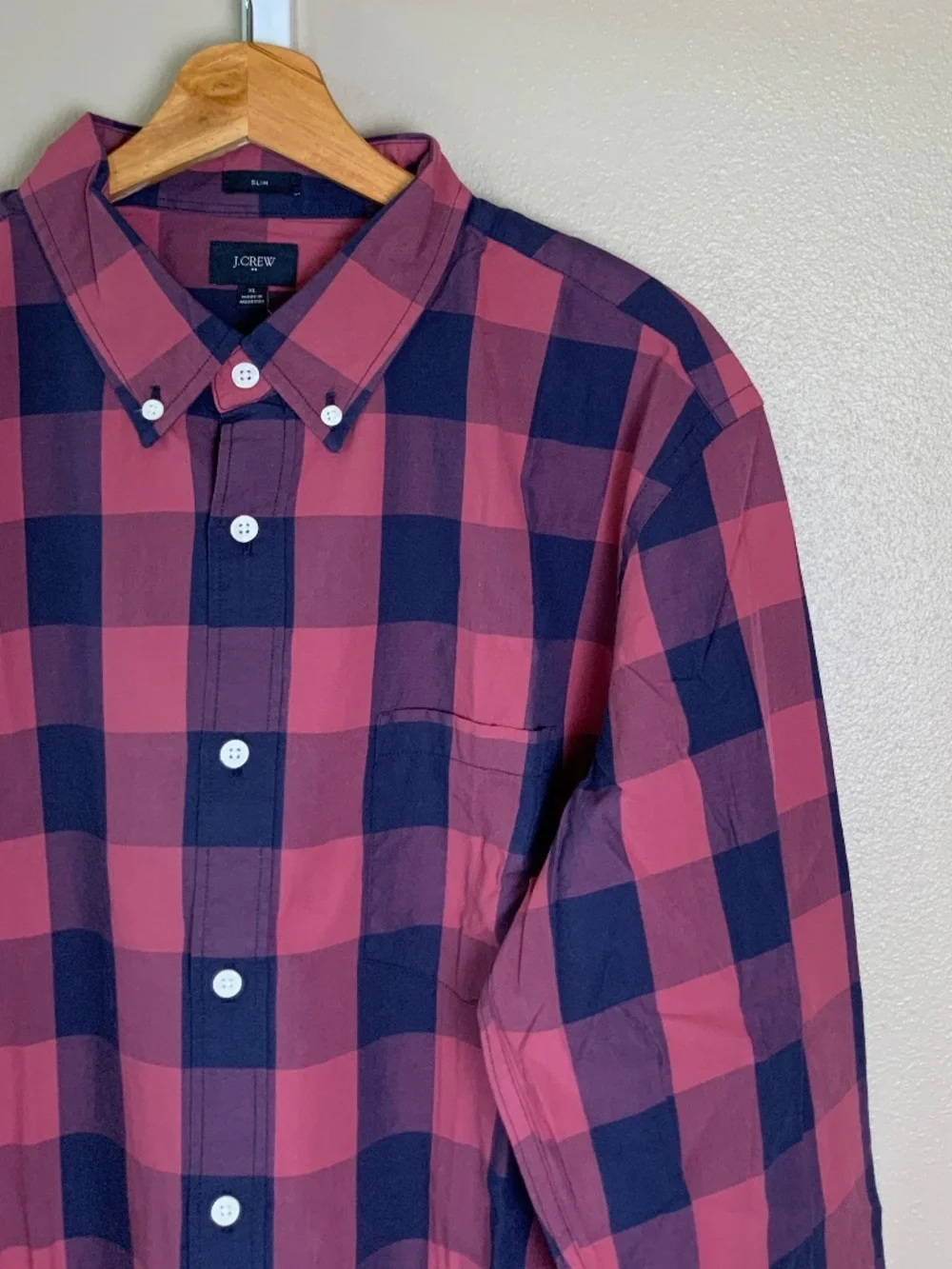 J. Crew Factory Gingham Buffalo Check Slim Washed Button Down Oxford Shirt